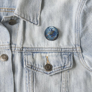 Moonlit Guardian of the Sapphire Veil.  3 Cm Round Badge