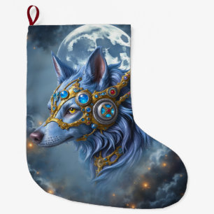 Moonlit Guardian of the Sapphire Veil. Large Christmas Stocking