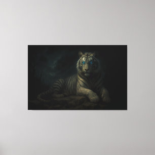 Moonlit Guardian White Tiger – Fantasy Art Canvas Print