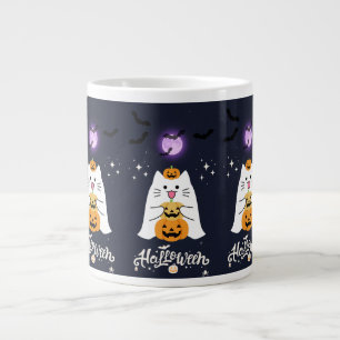 Moonlit Halloween Cat – Spooky & Sweet Night Large Coffee Mug
