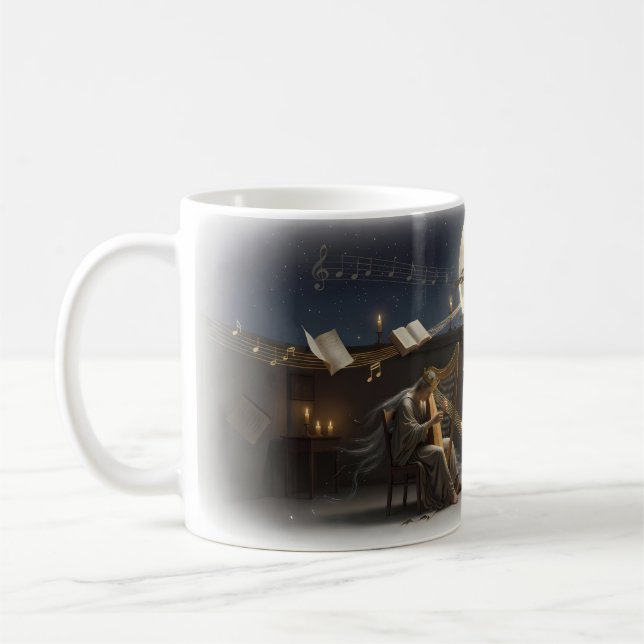 Moonlit Harp Celestial Muse Rising Night Mug (Left)