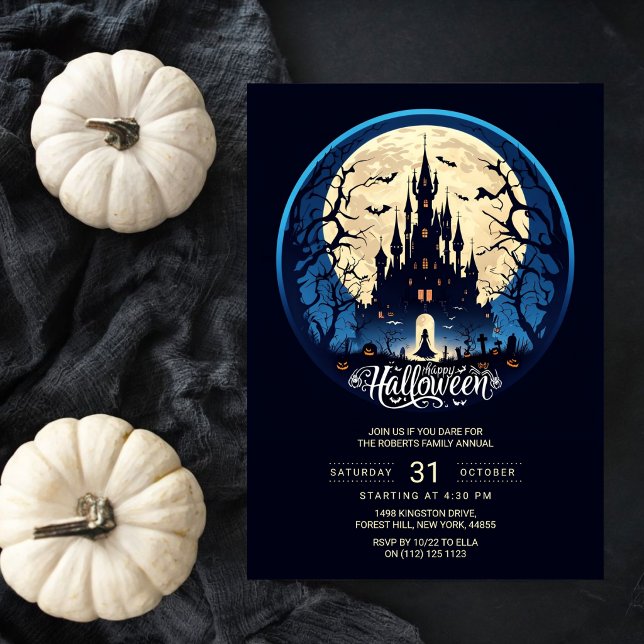 Moonlit Haunted Castle Halloween Party Invitation  (Creator Uploaded)