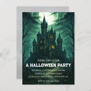 Moonlit Haunted Castle Halloween Party Invitation