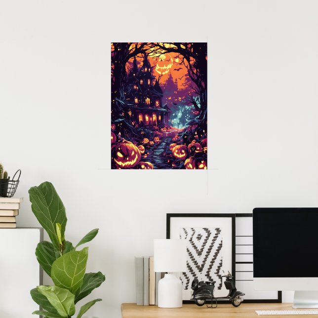 Moonlit Haunted House Pathway Poster (Home Office)