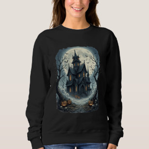 Moonlit Haunted Mansion Night Print Sweatshirt