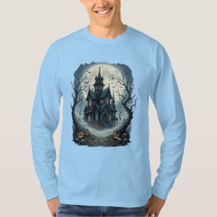 Moonlit Haunted Mansion Night Print T-Shirt