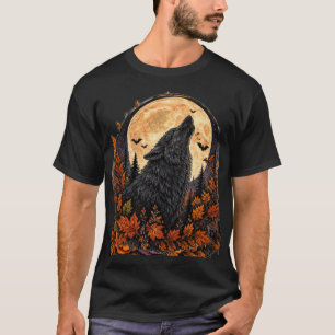 Moonlit Howling Wolf Gothic Halloween Spooky Night T-Shirt