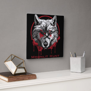Moonlit Hunt Square Wall Clock