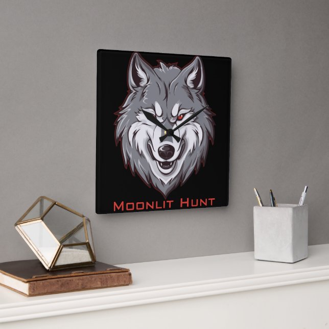 Moonlit Hunt Square Wall Clock (Office)