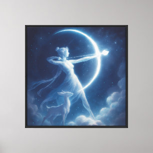 Moonlit Huntress of the Celestial Realm Canvas Print