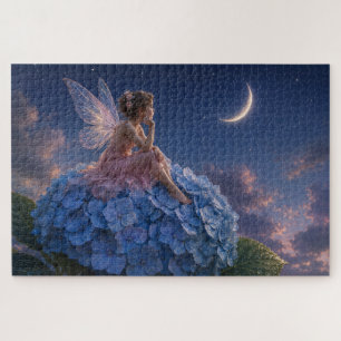 Moonlit Hydrangea Fairy Jigsaw Puzzle