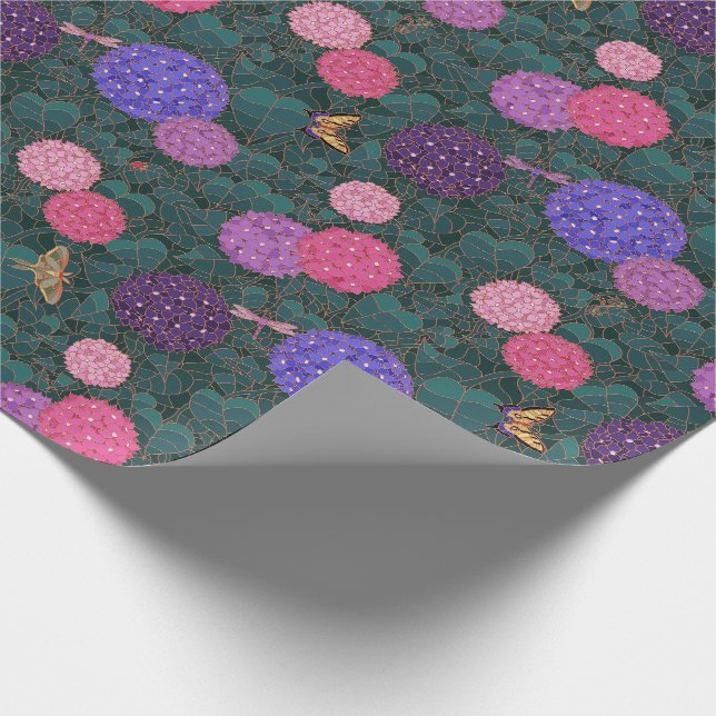 Moonlit Hydrangea Garden Bronze Medium Wrapping Paper (Corner)
