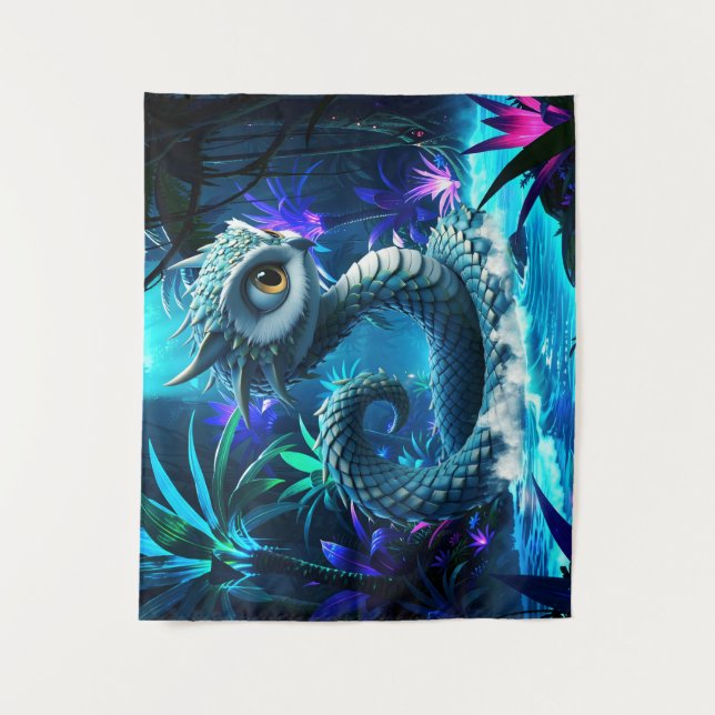 Moonlit Jungle Guardian – Enchanted Owl  Tapestry (Front)