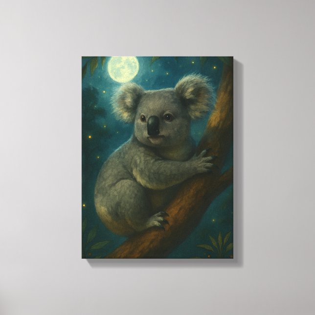 Moonlit Koala Perch Canvas Print (Front)