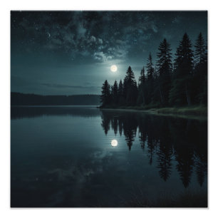 Moonlit Lake Serenity Photo Print
