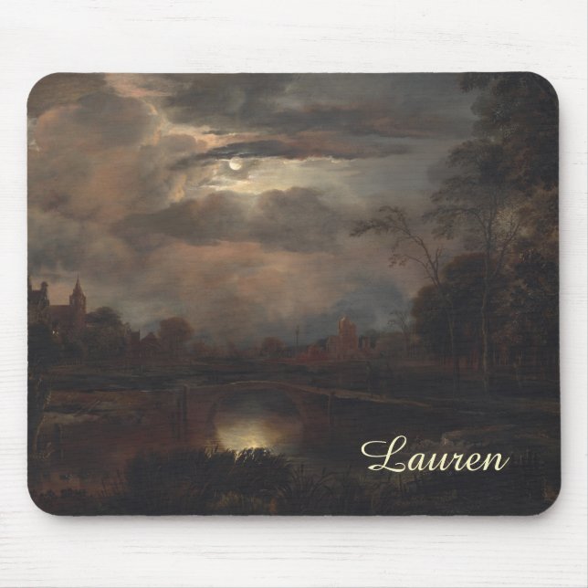 Moonlit Landscape with Bridge by van der Neer: Mouse Mat (Front)