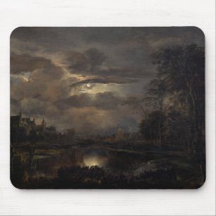 Moonlit Landscape with Bridge Mouse Mat