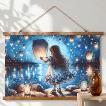 Moonlit Lantern Lake Girl