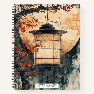 Moonlit Lantern Sumi-E Watercolor (2) Notebook