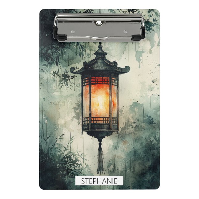 Moonlit Lantern Sumi-E Watercolor (3) Mini Clipboard (Front)