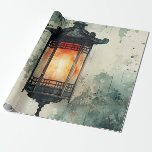Moonlit Lantern Sumi-E Watercolor (3) Wrapping Paper