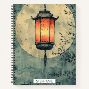 Moonlit Lantern Sumi-E Watercolor Notebook