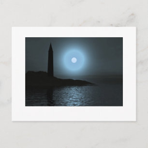 Moonlit lighthouse1 postcard