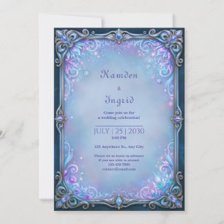 Moonlit Lilac Crystal Filigree Wedding Invitation