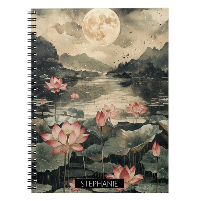 Moonlit Lotus Lake (1) Notebook (Front)