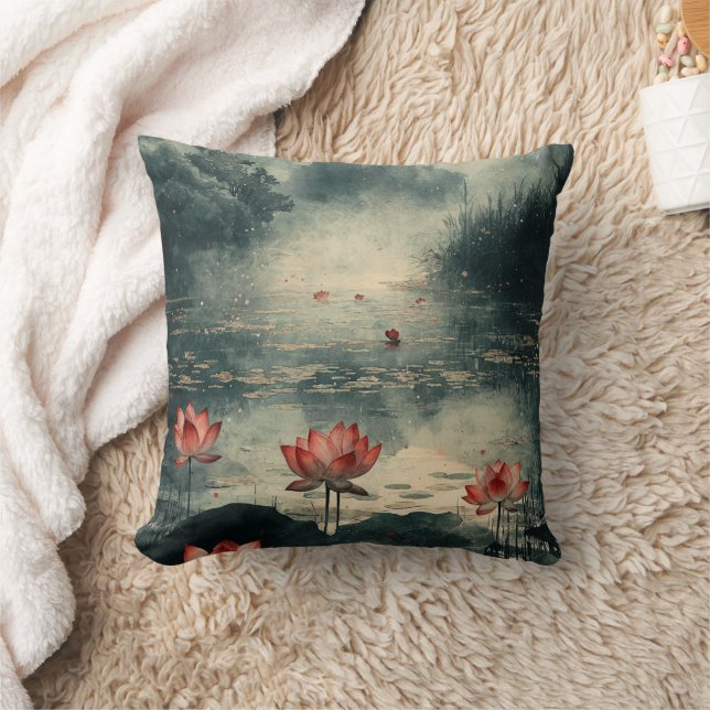 Moonlit Lotus Lake (2) Cushion (Blanket)