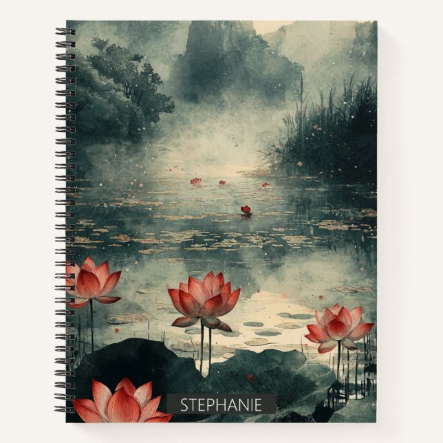 Moonlit Lotus Lake (2) Notebook (Front)