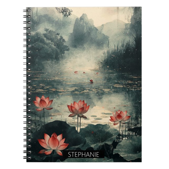 Moonlit Lotus Lake (2) Notebook (Front)