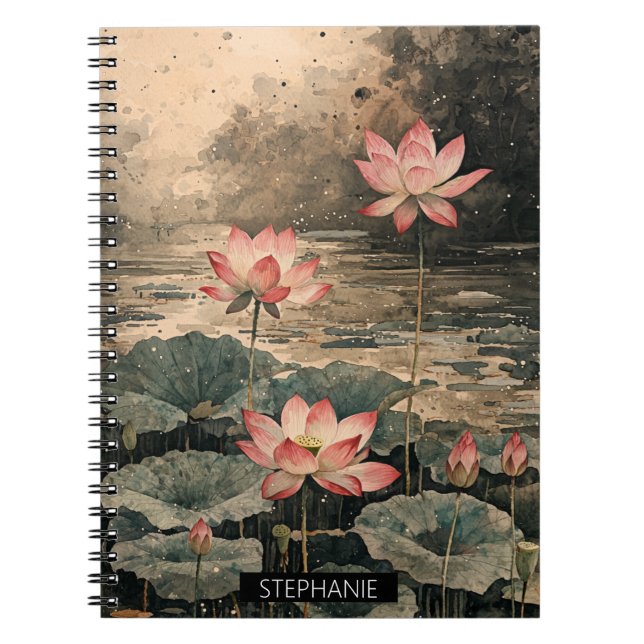 Moonlit Lotus Lake (3) Notebook (Front)