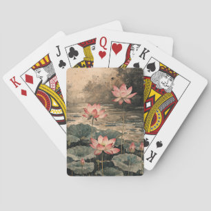 Moonlit Lotus Lake (3) Playing Cards