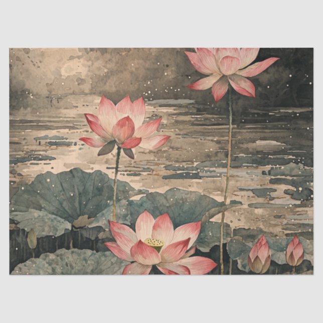 Moonlit Lotus Lake (3) Tissue Paper (Front)