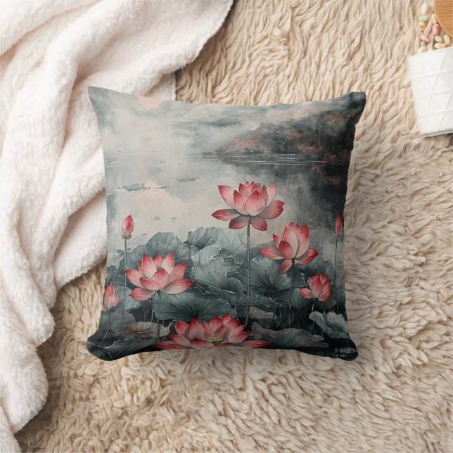 Moonlit Lotus Lake (5) Cushion (Blanket)