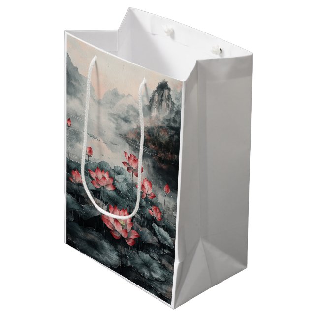 Moonlit Lotus Lake (5) Medium Gift Bag (Front Angled)