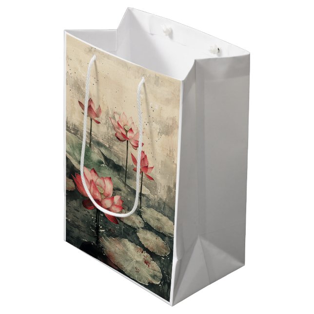 Moonlit Lotus Lake (6) Medium Gift Bag (Front Angled)