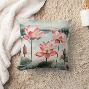 Moonlit Lotus Lake (7) Cushion