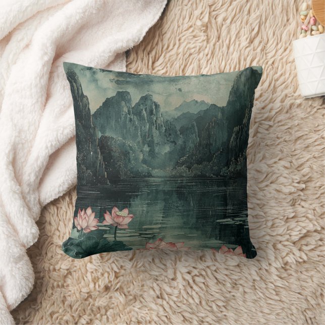 Moonlit Lotus Lake (8) Cushion (Blanket)
