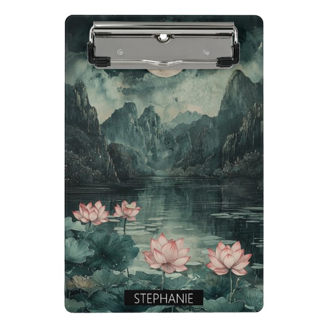 Moonlit Lotus Lake (8) Mini Clipboard (Front)