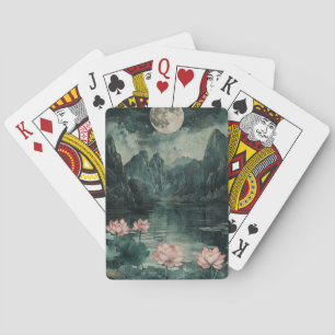 Moonlit Lotus Lake (8) Playing Cards