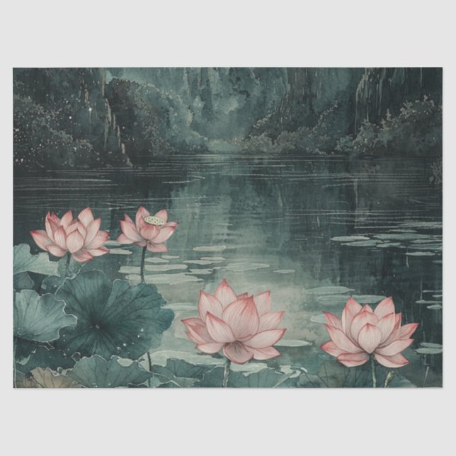 Moonlit Lotus Lake (8) Tissue Paper (Front)