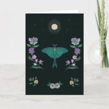 Moonlit Luna Moth Garden 5x7 Greeting Card