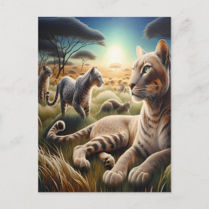 Moonlit Majesty: Wolf Atop Mountain Postcard