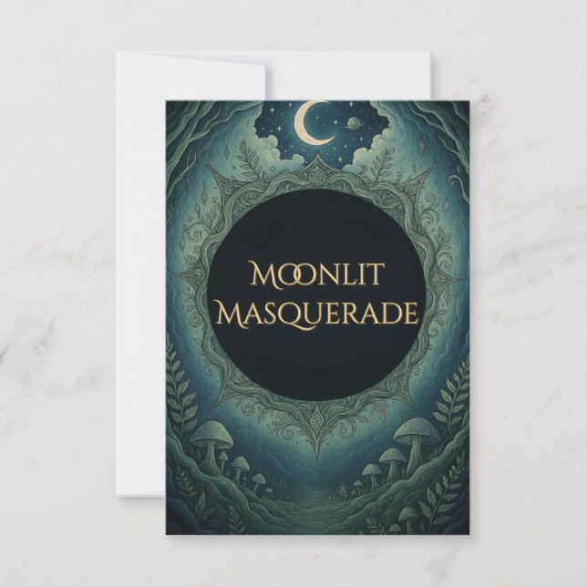 Moonlit Masquerade Elegant Halloween RSVP Card (Front)