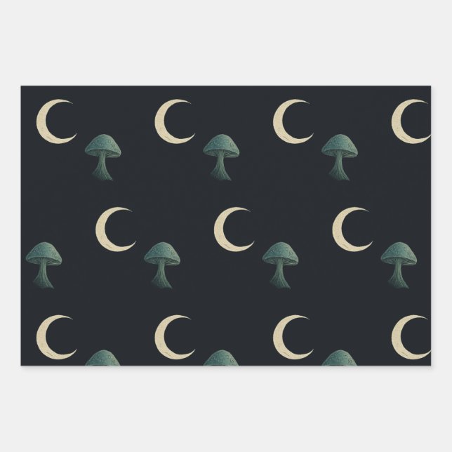 Moonlit Masquerade Elegant Halloween Wrapping Paper Sheet (Front)