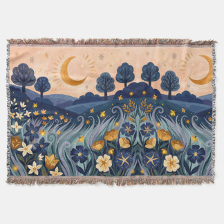 Moonlit Meadow Amber-Blue Blanket