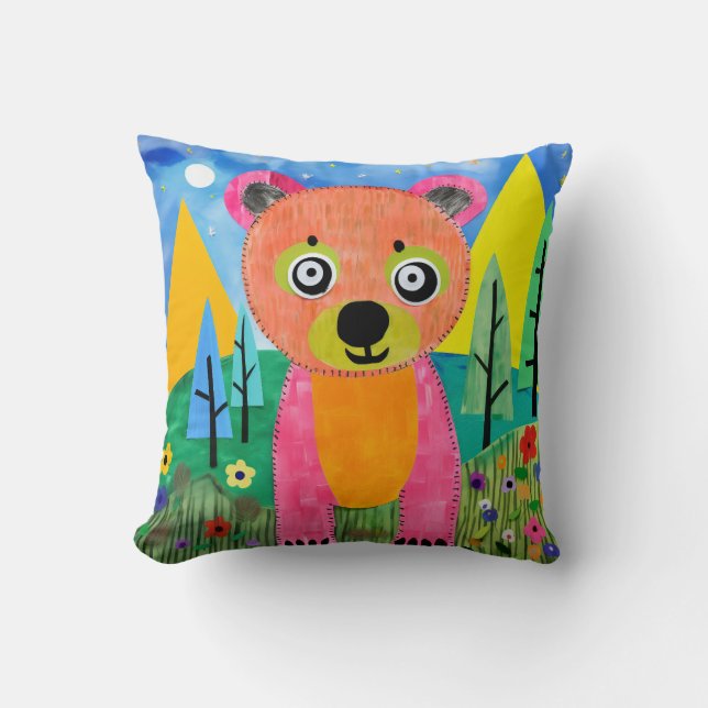 Moonlit Meadow Bear Cushion (Front)