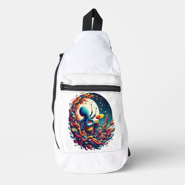 Moonlit Melodies Octopus Drummer Sling Bag (Front)